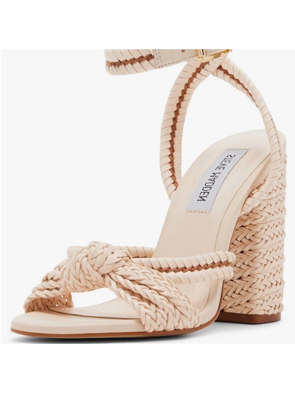 Steve Madden Beige Braided Block Heel Sandal